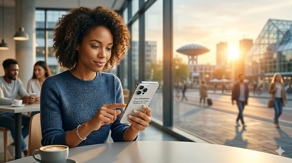 City skyline with network connectivity